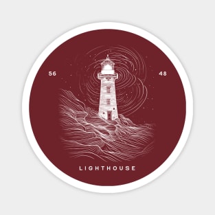 Guiding Light: Lighthouse Minimalist Design with Mountain Magnet